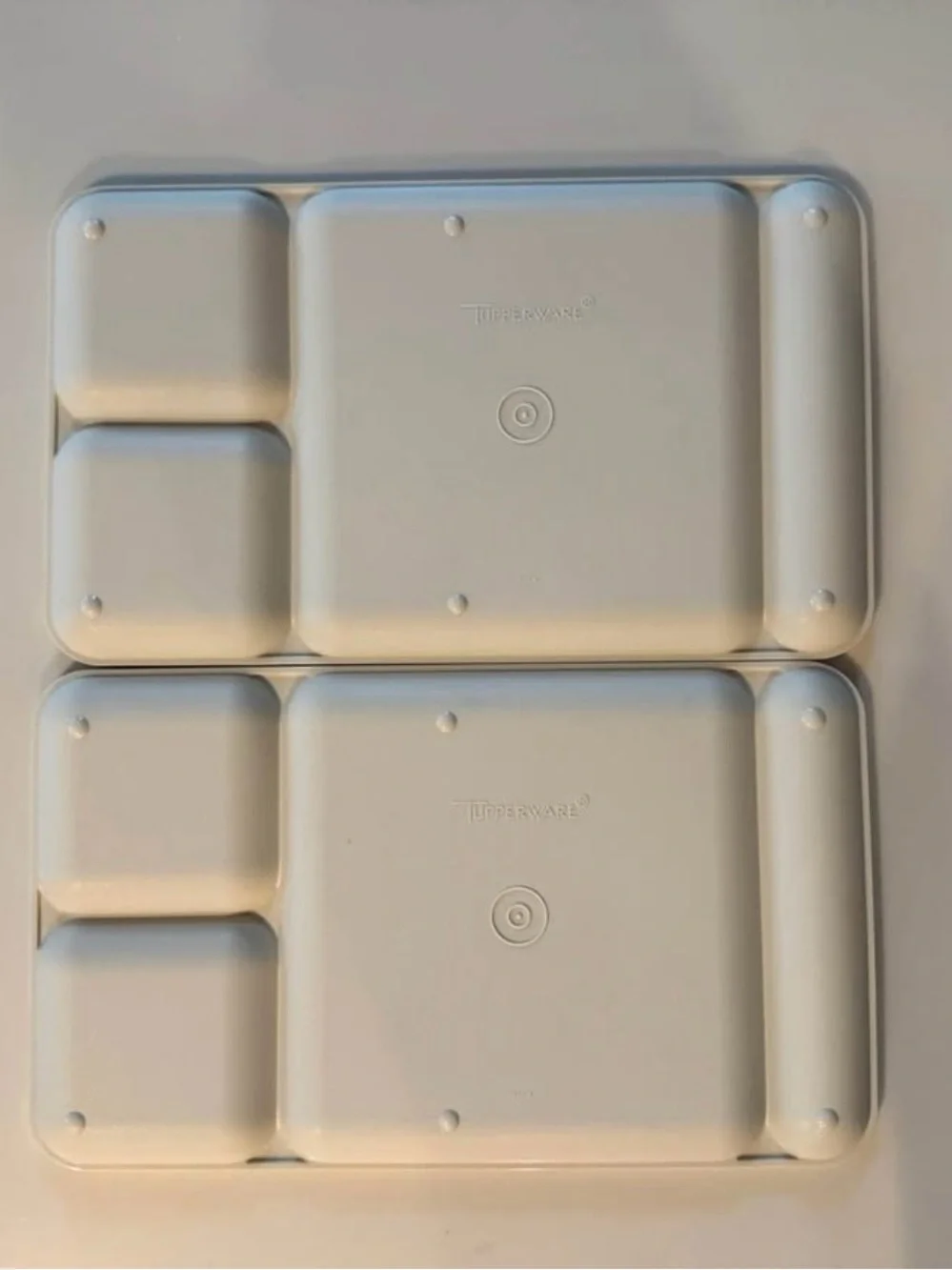 Vintage Tupperware 1535-4 Almond Divided Trays | Set of 2